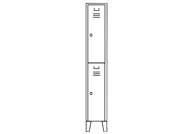 Stahlgarderobe zweigeteilt 2 Abteile, 30 cm