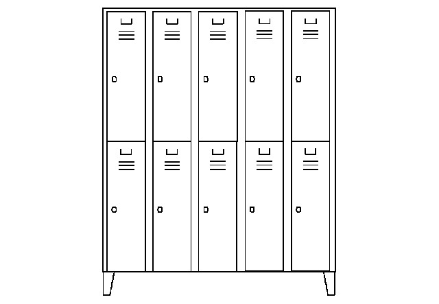 Stahlgarderobe zweigeteilt 10 Abteile
