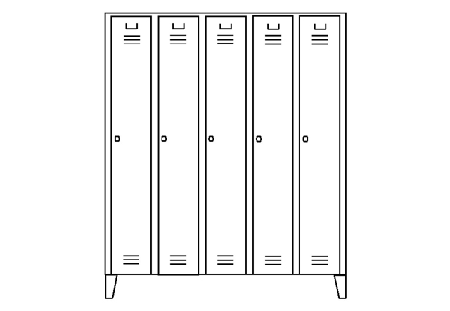Garderobenschrank 5 Abteile, 150 cm