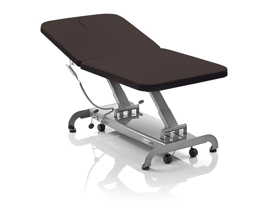 Eine braune, zweiteilige Bobathliege S2 der Marke Novak-M mit 100 cm Liegeflächenbreite.