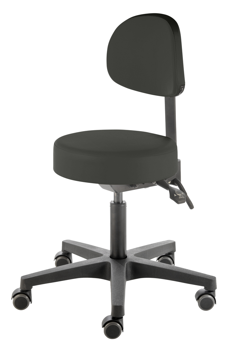 Arbeitshocker mit Rückenlehne, Hubbereich ca. 49 - 63 cm