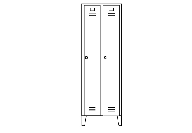 Garderobenschrank 2 Abteile, 60 cm