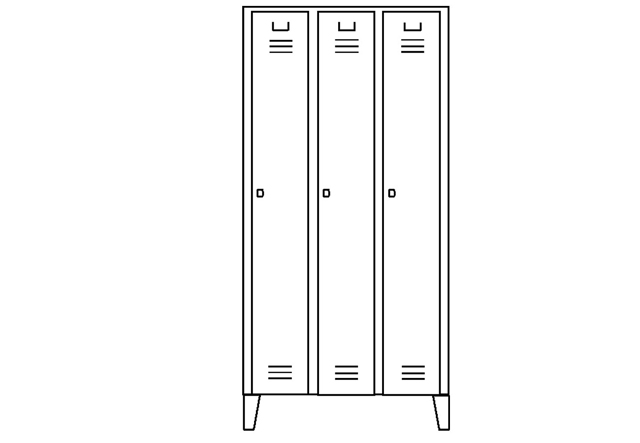 Garderobenschrank 3 Abteile, 90 cm