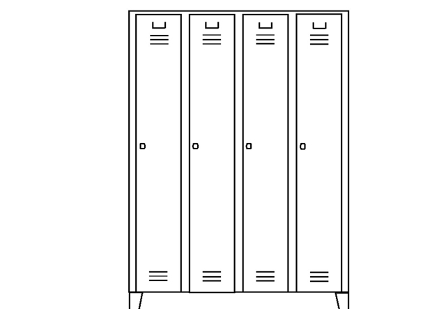 Garderobenschrank 4 Abteile, 160 cm