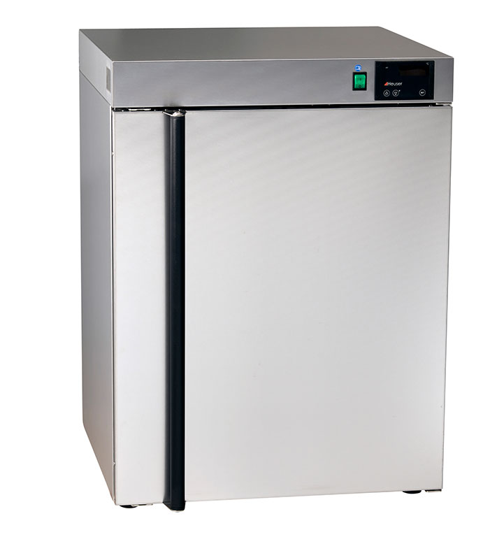 Ein grau silberner Wärmeschrank 12-5030 zum erwärmen von Fango der Marke Heuser.