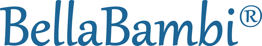 Das blaue Logo der Marke BellaBambi.